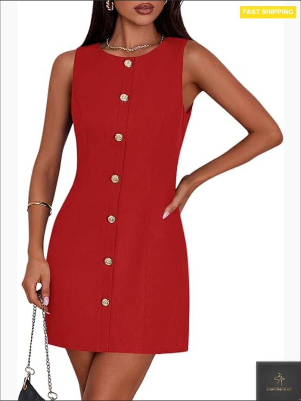 Sleeveless Button Down Work Dress Elegant Business Formal Office Outfit